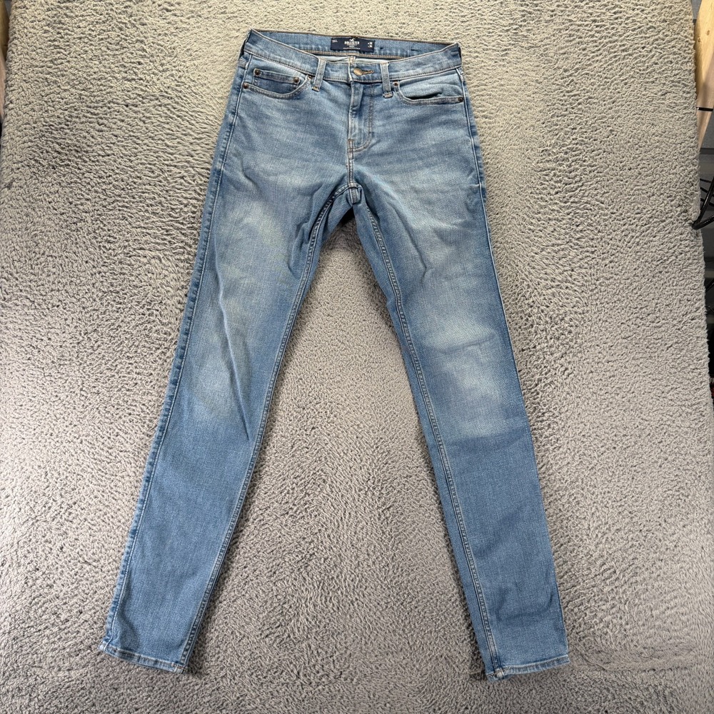 Hollister Jeans Mens 30x36 Blue Cotton Denim Skinny Leg Faded Streetwear Stretch